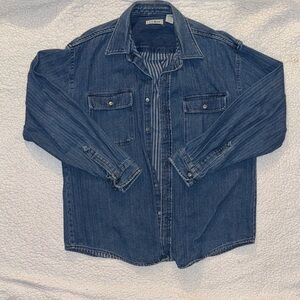 Men’s L.L. Bean Blue Striped Denim Shirt